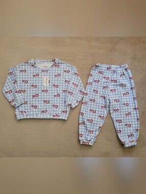 Little One Shop Kids Blue/Red/White  XO Sweatsuit 2Pcs Size 4T
